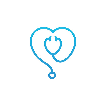 Creative heart design combined with a stethoscope, Medical Care Logo Symbol Design Template Flat Style Vector