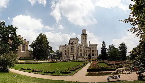 Panoramic shot of the famous chateau Hluboka in the Czech Republic