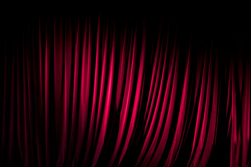 Red Stage Curtain in a small studio cinema
