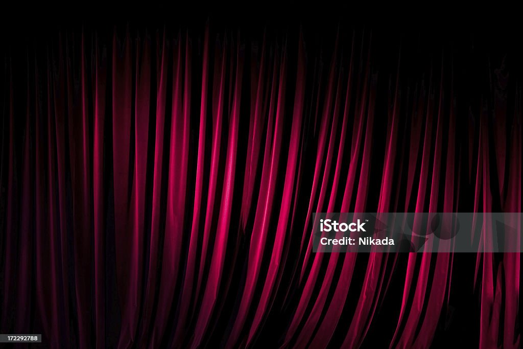 Red Stage Curtain Red Stage Curtain in a small studio cinema Broadway - Manhattan Stock Photo
