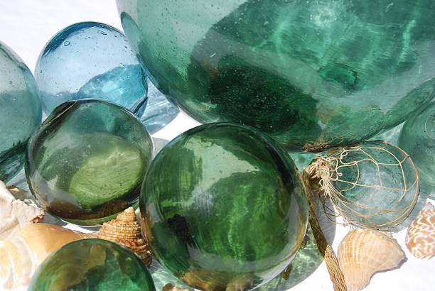 Glass buoy hanging in a net