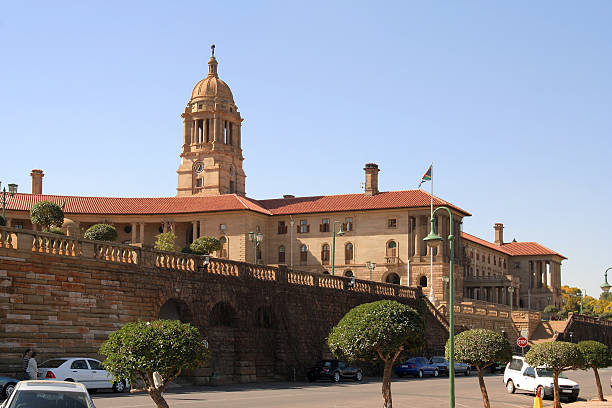 Union Buildings, Pretoria, South Africa "A section of the beautiful architecture of the Union Buildings in Pretoria, South Africa. This is an historical building designed by Sir Herbert Baker and has become a popular place to visit for tourists to the area." union buildings stock pictures, royalty-free photos & images