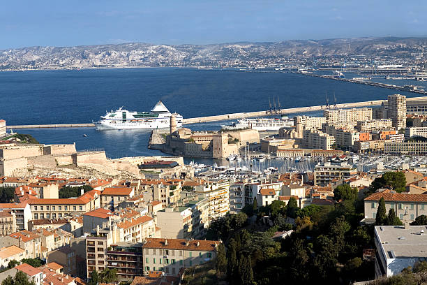 Marseille view Marseille view from the Notre Dame de la Garde's hill marseille station stock pictures, royalty-free photos & images