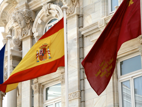 spanish flag in Cartagena (Murcia) in front of the city hall