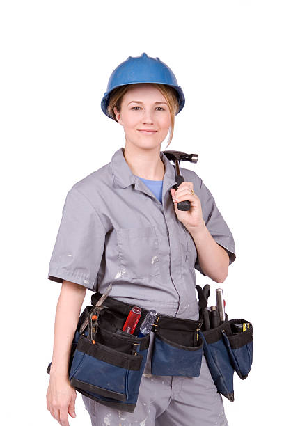 istock Home Improvement woman wearing hard hat 172294806