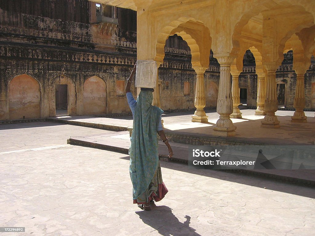 Femme portant de l'eau sur la tête, Rajasthan - Photo de Seulement des femmes libre de droits