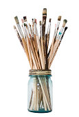 istock Picture of a clear jar filled with paint brushes 172295063