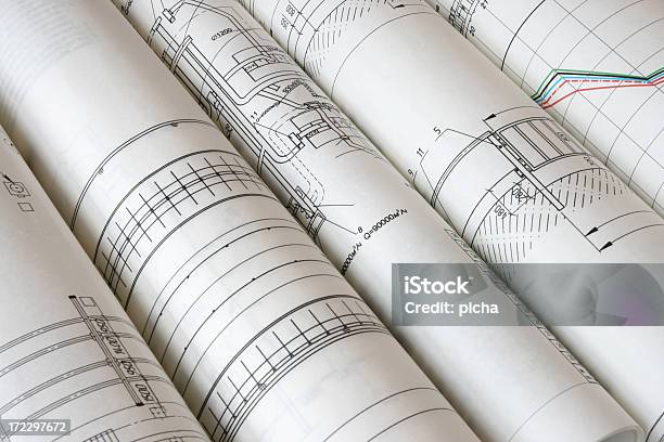 図面のロール - オフィスのストックフォトや画像を多数ご用意 - オフィス, 建築, 壁
