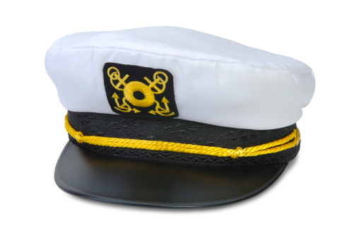 Captain's Hat on White with clipping path included.