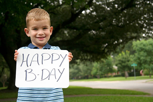 istock Child with Happy Birthday Sign 172299977