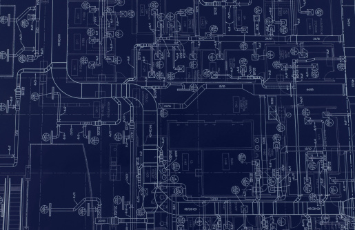 HVAC (or air duct) on a blueprint paper.