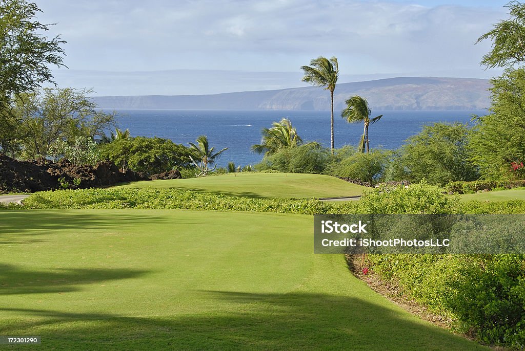 Maui Golf Tee Box Tee Box on Maui Overlooking the Ocean and the Island of Lanai in the Background ... Maui Stock Photo