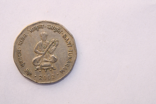 Bagalkot, Karnataka - March 19, 2023 : 2002 Indian 2 Rupee Coin: Sant Tukaram
