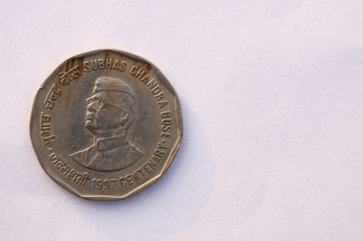 Bagalkot, Karnataka - March 19, 2023 : 1997 Indian 2 Rupee Coin: Subhas Chandra Bose