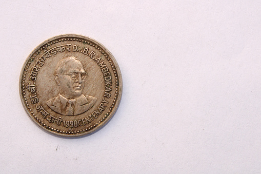 Bagalkot, Karnataka - March 19, 2023 : 1990 Indian 1 Rupee Coin: Dr. B.R. Ambedkar