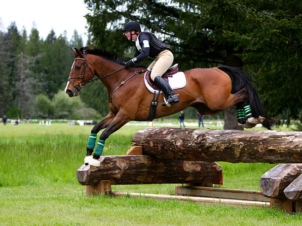 Clearing the jump stock photo