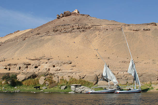 Mausoleum of the Aga Khan on the Nile, Aswan, Egypt On the Nile, Aswan, Egypt aga khan iv stock pictures, royalty-free photos & images