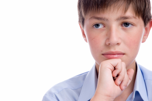 boy worried isolated on white