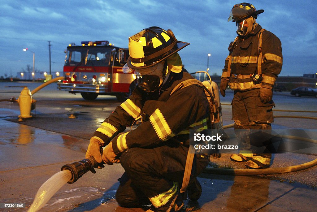 Getting Off A Fire Engine Firemen And Fire Engine Stock Photo - Download Image Now - Firefighter ...