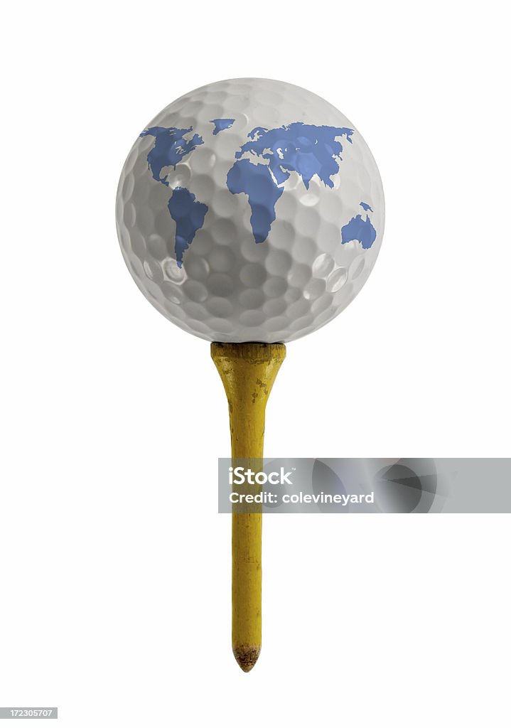 Bola de Golfe no Tee com Globo - Royalty-free Acabar Foto de stock