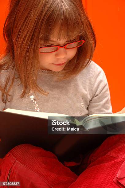 Little Reader In Red Stock Photo - Download Image Now - Number 5, Picture Book, Beautiful People