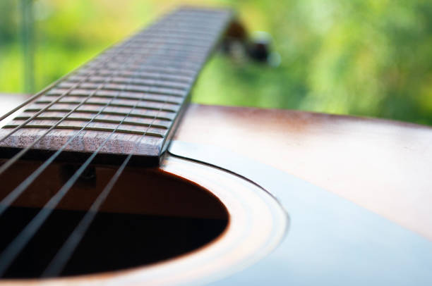 istock Close up of Guitar with nature background. Customizable space for text or ideas. Copy space. 1723061517