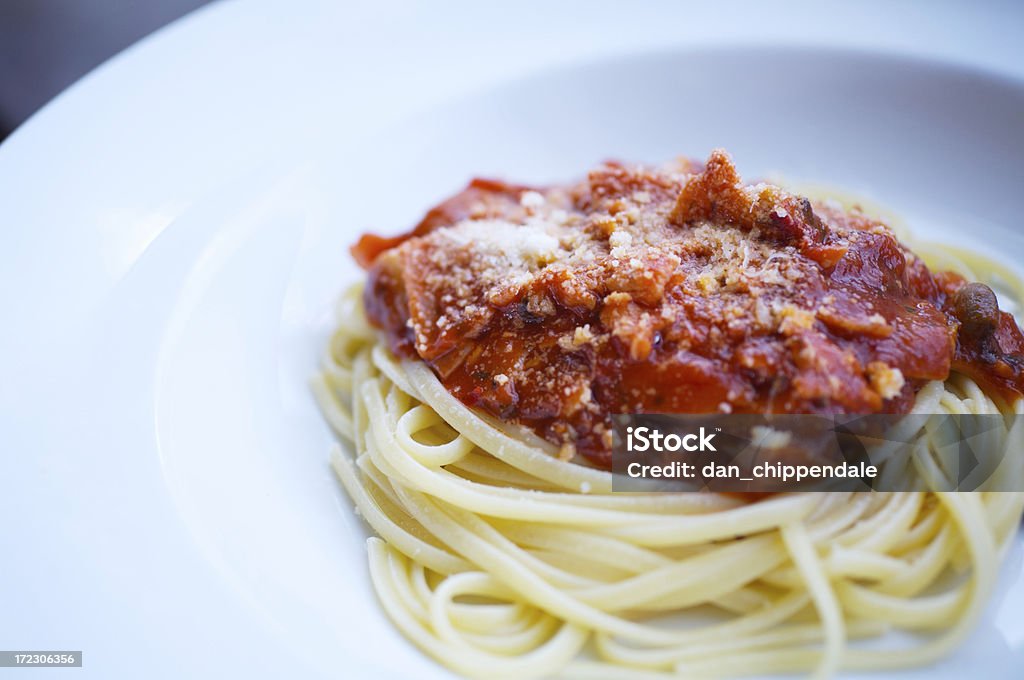 Pasta and sauce Linguini with tomato ragu Bowl Stock Photo