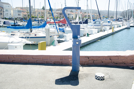 water bowL for PET, Sunny day on Pier and Marina in San Francisco City, cALIFORNIA.