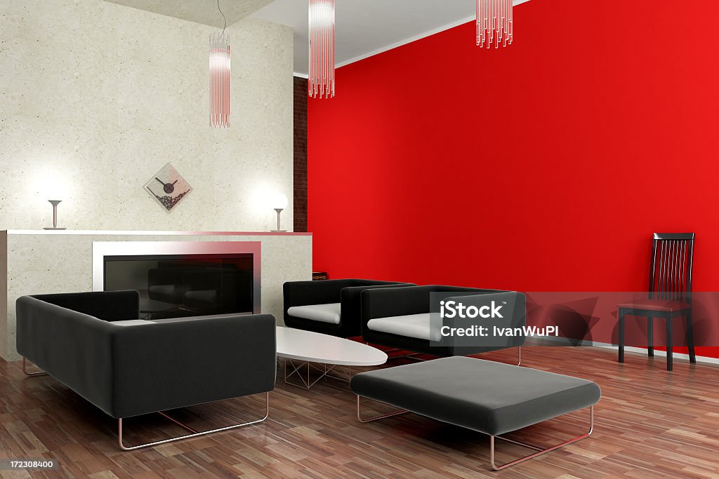 Moderna habitación interior render (CGI - Foto de stock de Acero libre de derechos