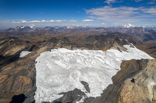 Viewpoint of snowcapped mountain ridges Saryjaz, Meridionalniy and Kashal-Too