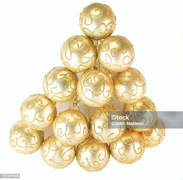 Foto de Árvore De Natal Com Bauble Gold e mais fotos de stock de Bola de Árvore de Natal - Bola de Árvore de Natal, Branco, Brilhante - Luminosidade