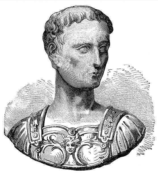 Julius Caesar Engraving From 1882 Featuring Julius Caesar. julius caesar bust stock illustrations