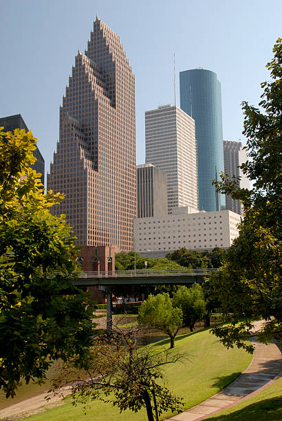 istock Modern City Skyscrapers And Park With Waterway 172310927