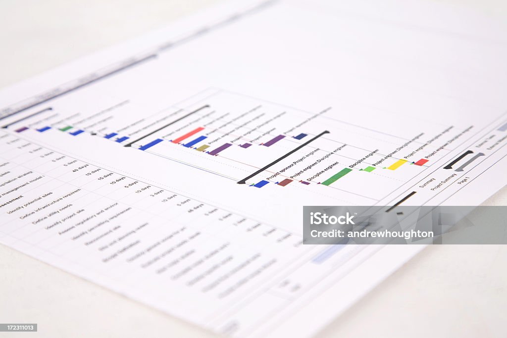 Plano de projeto Impressão de gráfico de Gantt - Foto de stock de Gráfico royalty-free