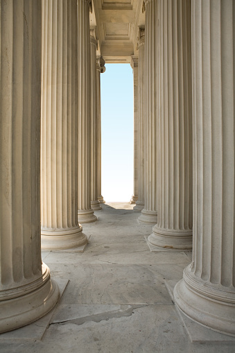 Marble columns on a neo-classical law building 