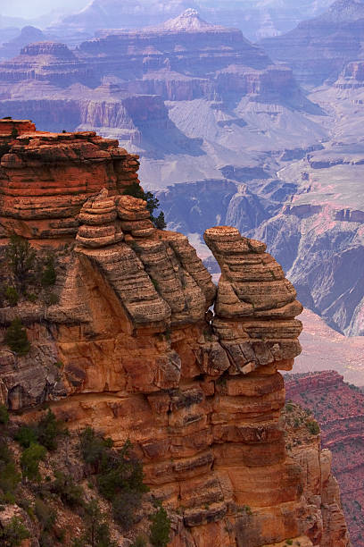 View from a cliff in the Grand Canyon stock photo