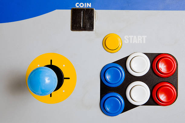Arcade Joystick and Buttons (top view) stock photo