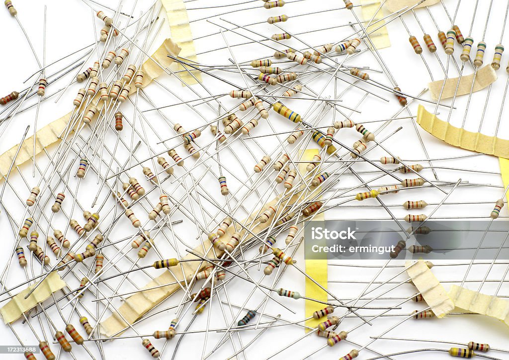 Lot of resistors Lot of resistors against white background.My other similar images Backgrounds Stock Photo