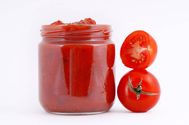 토마토 소스를 수거용기 - tomato sauce jar 뉴스 사진 이미지