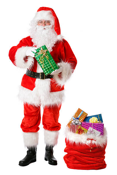 istock Santa with gifts on white 172314536