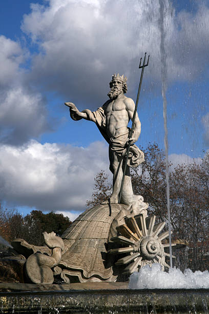 Neptune. Lord of the oceans. Fuente de Neptuno en Madrid (EspaAa).A good symbolic representation of power and domination. neptune roman god stock pictures, royalty-free photos & images