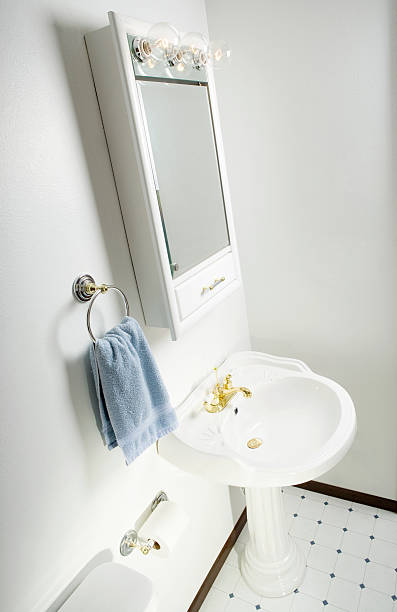 o banheiro - sink bathroom pedestal tile - fotografias e filmes do acervo