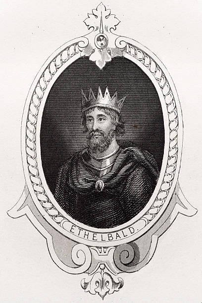 ethelbald mit king-size-bett - crown king illustration and painting engraving stock-grafiken, -clipart, -cartoons und -symbole