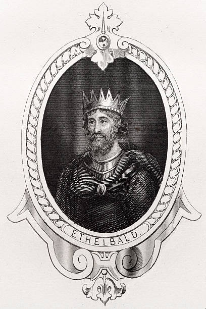ilustrações, clipart, desenhos animados e ícones de ethelbald king-size - crown king illustration and painting engraving