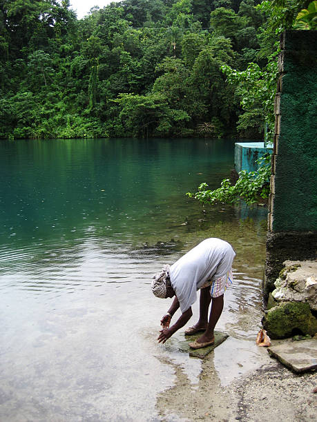 ブルーのラグーン、ジャマイカ - tropical rainforest jamaica tropical climate rainforest ストックフォトと画像