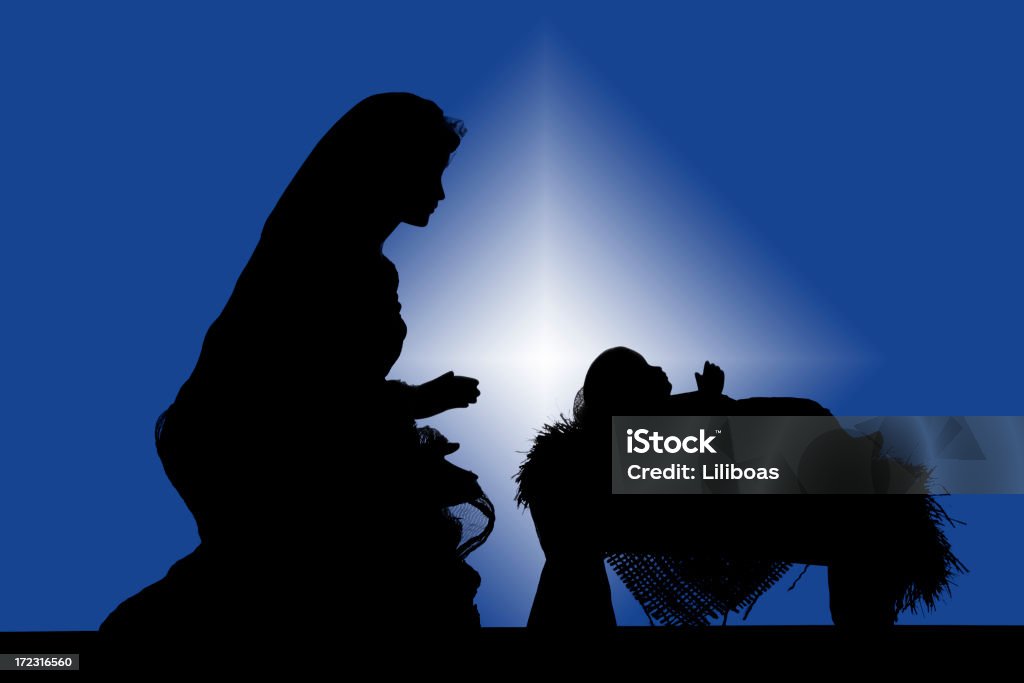 Nativity (сфотографированы силуэт - Стоковые фото Библия роялти-фри