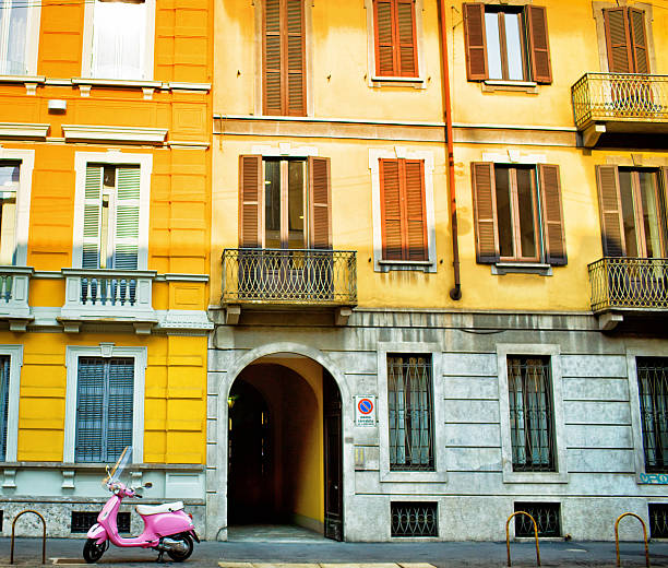 Pink Scooter parked on Milan Street