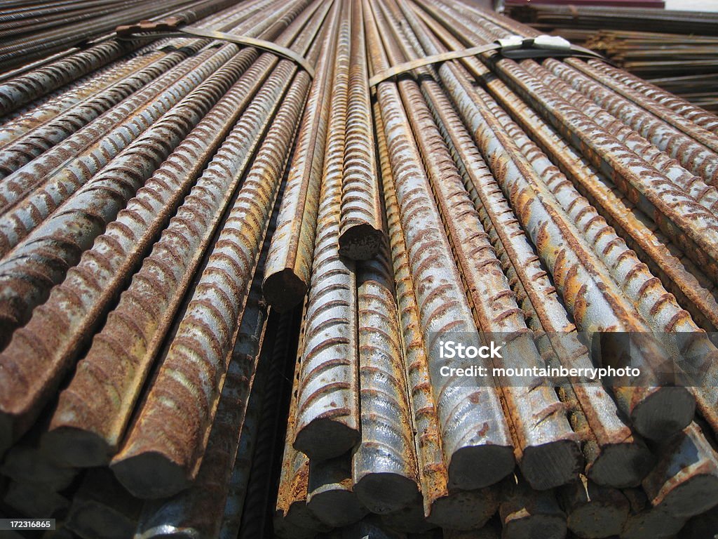 Rebar Steel rebar piled up ready to be used. Concepts Stock Photo
