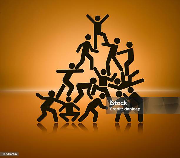 Human Pyramid Stock Photo - Download Image Now - Corporate Hierarchy, Stick Figure, Achievement