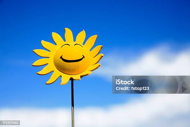 Sunflower Smiley Face Stock Photo - Download Image Now - Anthropomorphic Smiley Face, Happiness, Smiling